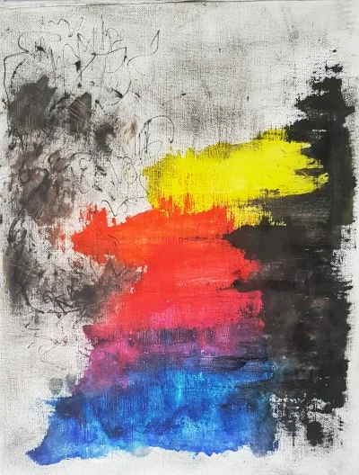 Abstract composition demonstrating the use of organic shapes and vivid colours in abstract art by ezeeart.